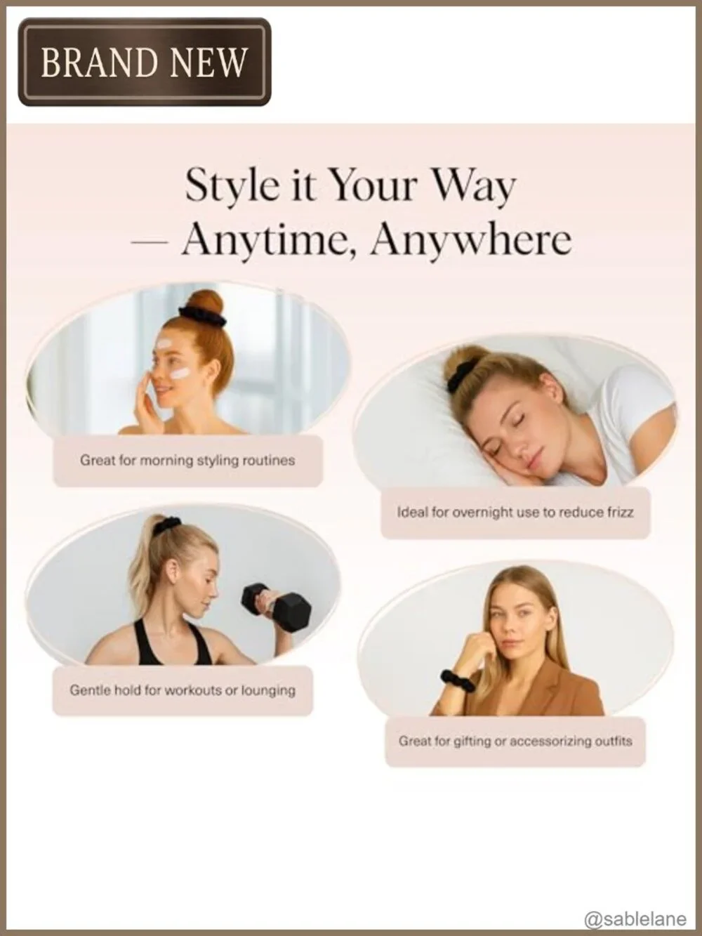 Satin Scrunchie Set of 5 - Frizz Control Gentle Hold Hair Accessory